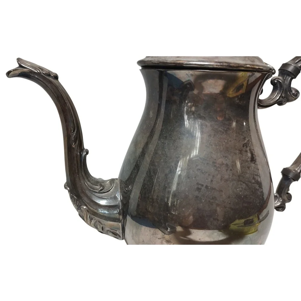 FB Rogers Antique Teapot Silver Plated Footed Intricate‎ 2462 Ten Inches